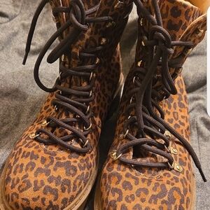 LOFT Leopard Print Lace-Up Boots